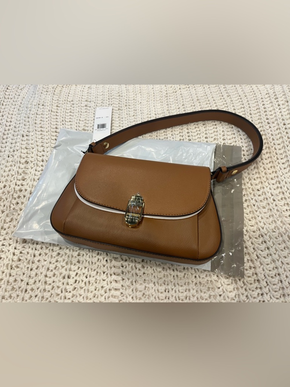 Calvin Klein Caramel Combo Shoulder Bag NWT Brown Tan Handbag